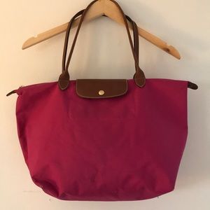 Longchamp Le Pliage Large Nylon Tote Bag, Fuchsia